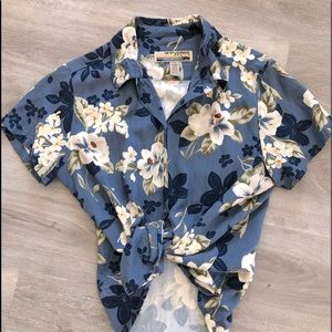 Hawaiian print vintage rayon shell button shirt